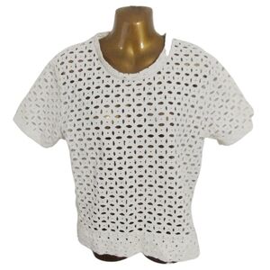 Joe's Jeans Women's Eyelet Blouse/ Tee Shirt size Medium off White• Pre-owned
